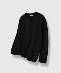 MOOD INSIDE（ムードインサイド）の「ゴルジスナップヘンリーネックロングスリーブ_ブラック（Tシャツ/カットソー）」