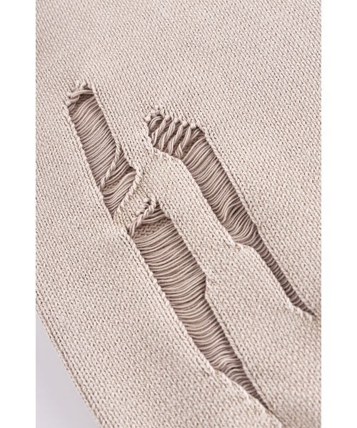 SUPPLIER(サプライヤー)の「ニット|Distressed Cross Leather Patch Crew Knit V2|SUPPLIER(ニット/セーター・メンズ・ベージュ/ブラック・SMALL/MEDIUM/LARGE/X-LARGE)」の3枚目の写真