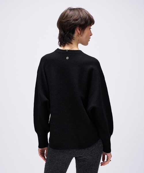 め*ま様 黒ニット セール】【手洗い可】ドルマンロングリブニットプルオーバー（ニット