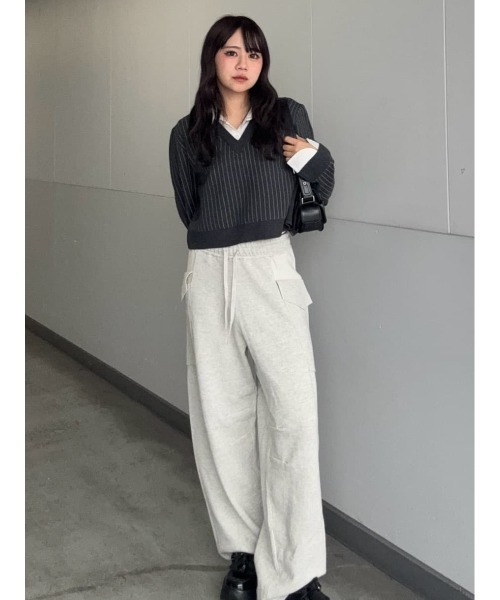 SLY(スライ)の「SWEAKNIT WASHED PT スウィークニット ウォッシュド パンツ 秋服 冬服(スウェットパンツ・レディース・ブラック/ブラウン系その他2/杢グレー・FREE)」の18枚目の写真