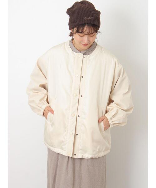 Samansa Mos2（サマンサ モスモス）の「ベロアドッキングブルゾン（ブルゾン・レディース・ブラック/カーキ/ベージュ/キナリ・F）」の2枚目の写真