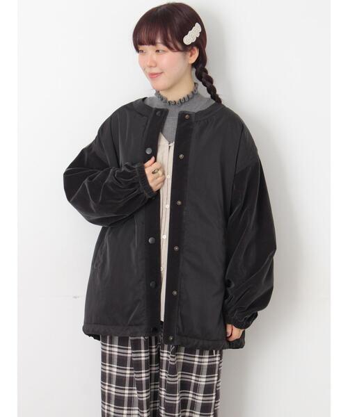 Samansa Mos2（サマンサ モスモス）の「ベロアドッキングブルゾン（ブルゾン・レディース・ブラック/カーキ/ベージュ/キナリ・F）」の5枚目の写真