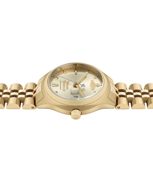 Vivienne Westwood（ヴィヴィアンウエストウッド）の「「Vivienne Westwood/ヴィヴィアン・ウエストウッド」リトル キャンバーウェル - レディース シャンパン サンレイ ダイヤル & ゴールド ブレスレット（アナログ腕時計・レディース・ゴールド・29mm）」の6枚目の写真