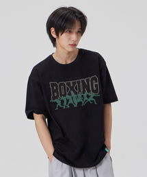 [ファイトクラブボクシング]コットンルーズフィット半袖Tシャツ_ブラック