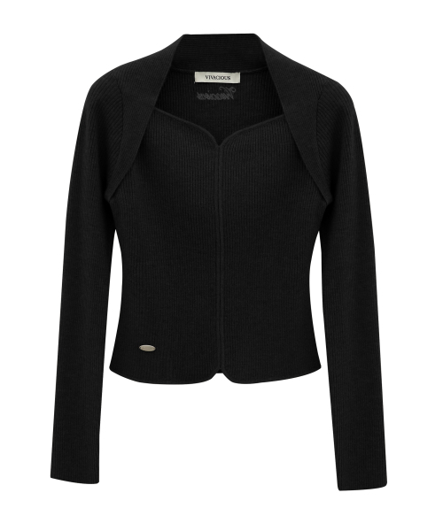 Vivacious(ビバシャス)の「Heart-Neck Knit_4Colors(ニット/セーター・レディース・グレー/ブラック/アイボリー/モカ・SMALL/MEDIUM)」の9枚目の写真