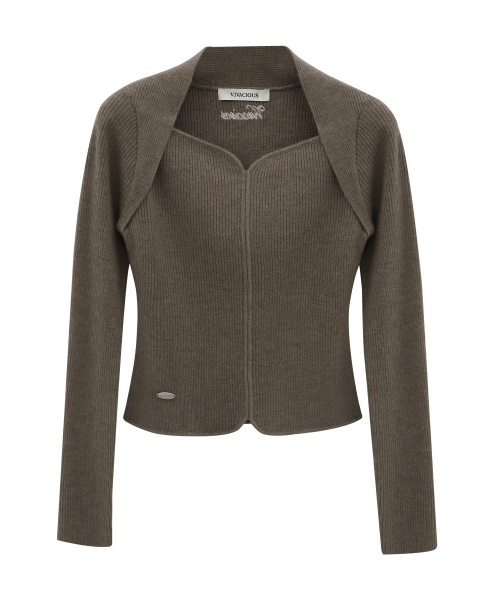 Vivacious(ビバシャス)の「Heart-Neck Knit_4Colors(ニット/セーター・レディース・グレー/ブラック/アイボリー/モカ・SMALL/MEDIUM)」の10枚目の写真