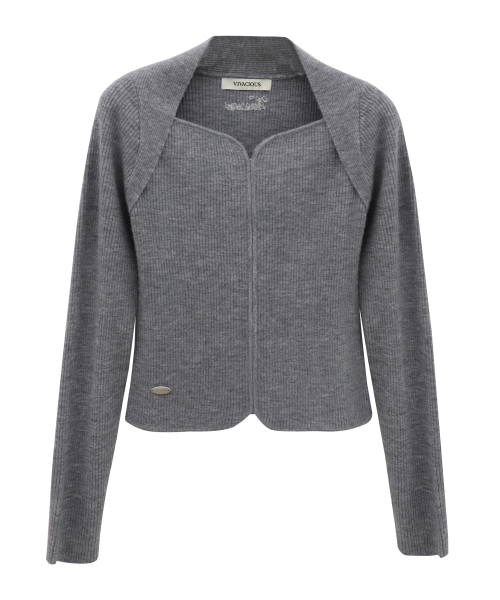 Vivacious(ビバシャス)の「Heart-Neck Knit_4Colors(ニット/セーター・レディース・グレー/ブラック/アイボリー/モカ・SMALL/MEDIUM)」の11枚目の写真