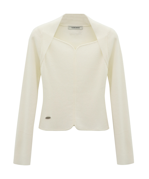 Vivacious(ビバシャス)の「Heart-Neck Knit_4Colors(ニット/セーター・レディース・グレー/ブラック/アイボリー/モカ・SMALL/MEDIUM)」の12枚目の写真