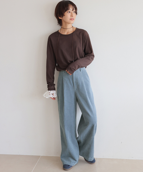 JOURNAL STANDARD relume（ジャーナルスタンダード　レリューム）の「《追加2》ウォッシャブルコーデュロイタックワイドパンツ（その他パンツ・レディース・ホワイト/サックスブルー/チャコールグレー・40/38/36）」の18枚目の写真