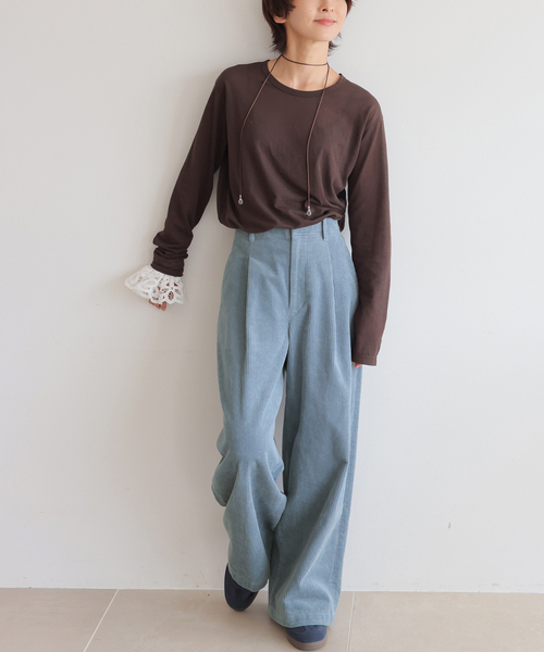 JOURNAL STANDARD relume（ジャーナルスタンダード　レリューム）の「《追加2》ウォッシャブルコーデュロイタックワイドパンツ（その他パンツ・レディース・ホワイト/サックスブルー/チャコールグレー・40/38/36）」の19枚目の写真