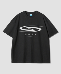 シンボルロゴオーバーサイズ半袖Tシャツ-ブラック