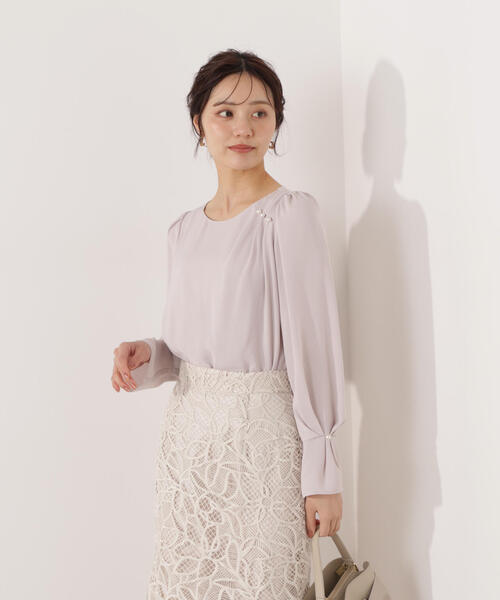 PROPORTION BODY DRESSING(プロポーションボディドレッシング)の「パール付きニュアンスネックブラウス / 1216110003(シャツ/ブラウス・レディース・ピンク/ホワイト系その他/ダークグレー・MEDIUM/SMALL)」の19枚目の写真