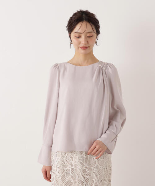 PROPORTION BODY DRESSING(プロポーションボディドレッシング)の「パール付きニュアンスネックブラウス / 1216110003(シャツ/ブラウス・レディース・ピンク/ホワイト系その他/ダークグレー・MEDIUM/SMALL)」の14枚目の写真