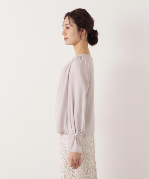 PROPORTION BODY DRESSING(プロポーションボディドレッシング)の「パール付きニュアンスネックブラウス / 1216110003(シャツ/ブラウス・レディース・ピンク/ホワイト系その他/ダークグレー・MEDIUM/SMALL)」の13枚目の写真