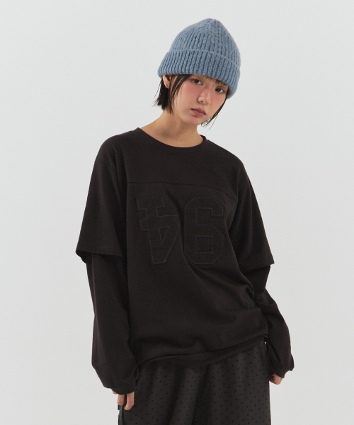 PARAKEET(パラキート)の「レイヤードフットボールロングスリーブ(チャコール)(Tシャツ/カットソー・レディース・チャコール・MEDIUM/LARGE)」の3枚目の写真