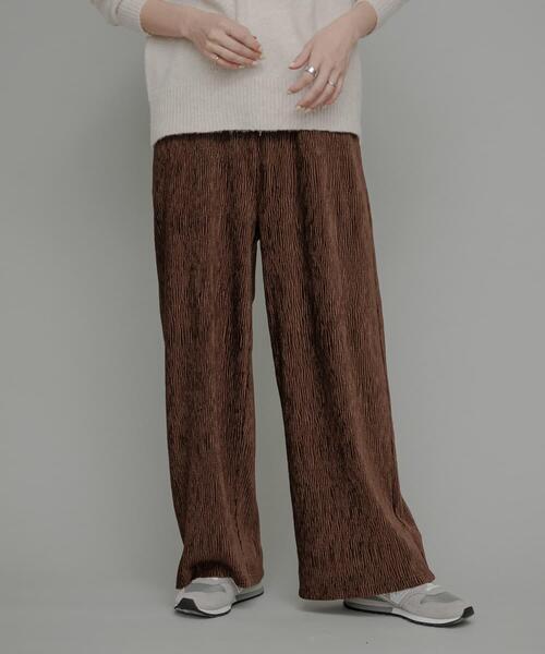 URBAN RESEARCH Sonny Label（アーバンリサーチサニーレーベル）の「ベロアプリーツイージーカットパンツ（その他パンツ・レディース・チャコールグレー/ホワイト系その他/ブラウン・FREE）」の14枚目の写真