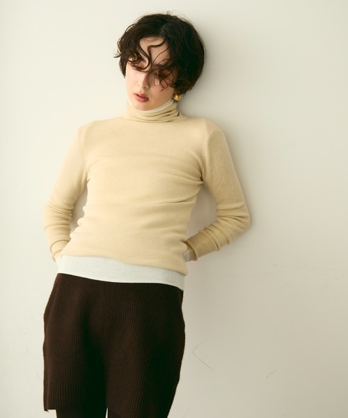 Trish（トリッシュ）の「タートルネックリブ編みニットプルオーバー（ニット/セーター・レディース・ホワイト/チャコールグレー/ブラック/ブラウン/アイボリー・FREE）」の20枚目の写真