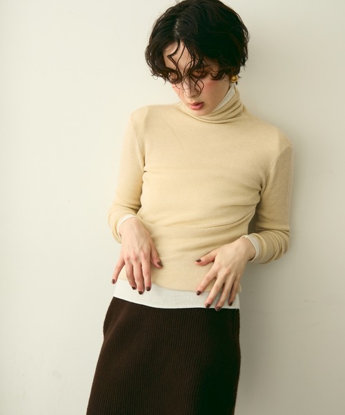 Trish（トリッシュ）の「タートルネックリブ編みニットプルオーバー（ニット/セーター・レディース・ホワイト/チャコールグレー/ブラック/ブラウン/アイボリー・FREE）」の21枚目の写真