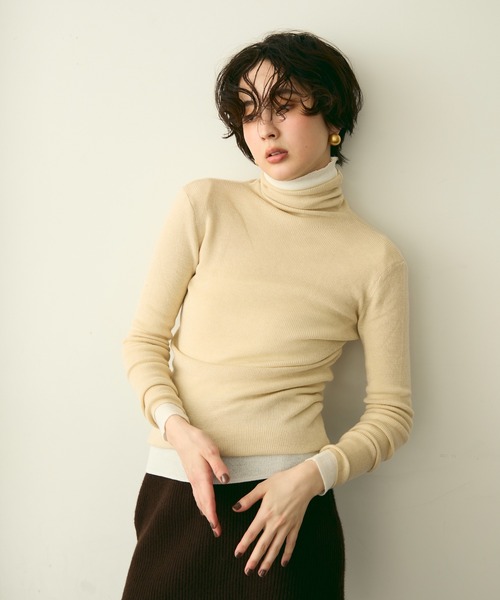 Trish（トリッシュ）の「タートルネックリブ編みニットプルオーバー（ニット/セーター・レディース・ホワイト/チャコールグレー/ブラック/ブラウン/アイボリー・FREE）」の22枚目の写真