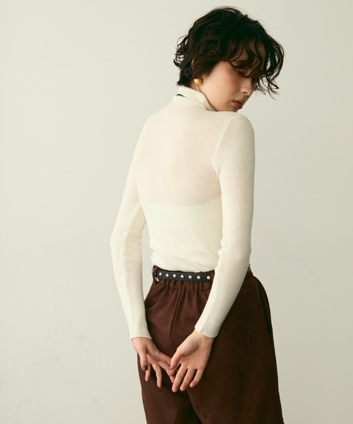 Trish（トリッシュ）の「タートルネックリブ編みニットプルオーバー（ニット/セーター・レディース・ホワイト/チャコールグレー/ブラック/ブラウン/アイボリー・FREE）」の11枚目の写真