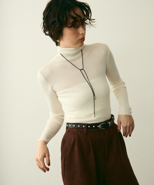 Trish（トリッシュ）の「タートルネックリブ編みニットプルオーバー（ニット/セーター・レディース・ホワイト/チャコールグレー/ブラック/ブラウン/アイボリー・FREE）」の19枚目の写真