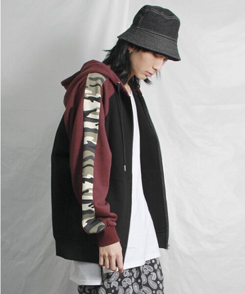 DEMARC(ドゥマーク)の「カモ配色フードジップアップジャケットブラック(パーカー・メンズ・その他・MEDIUM/LARGE)」の9枚目の写真
