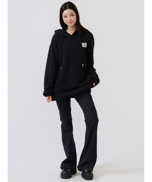 RAYLIST(レイリスト)の「Cozy double-sided fleece logo embroidered patch man-to-man (black)(パーカー・レディース・ブラック・FREE)」の2枚目の写真