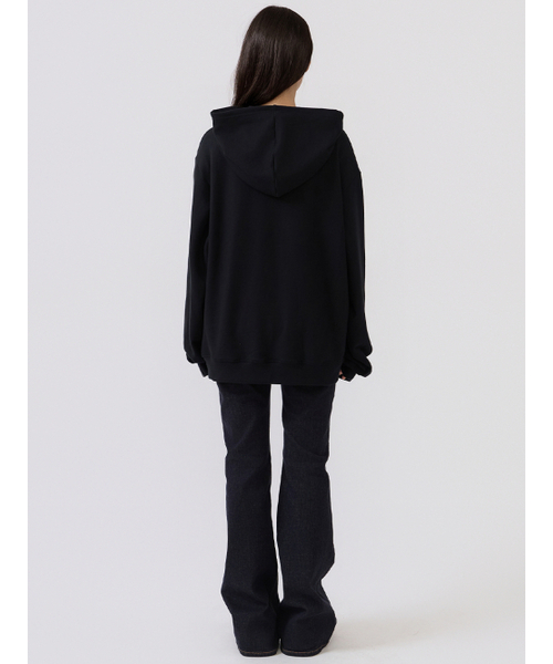 RAYLIST(レイリスト)の「Cozy double-sided fleece logo embroidered patch man-to-man (black)(パーカー・レディース・ブラック・FREE)」の5枚目の写真