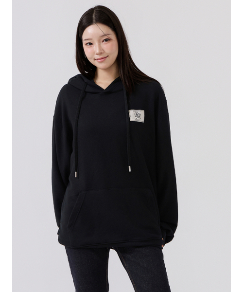 RAYLIST(レイリスト)の「Cozy double-sided fleece logo embroidered patch man-to-man (black)(パーカー・レディース・ブラック・FREE)」の6枚目の写真