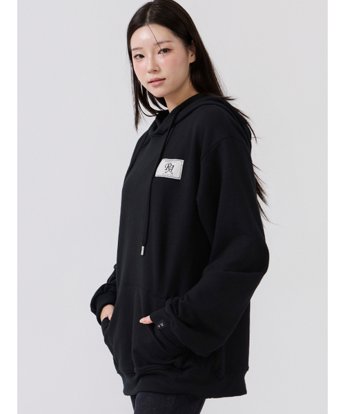 RAYLIST(レイリスト)の「Cozy double-sided fleece logo embroidered patch man-to-man (black)(パーカー・レディース・ブラック・FREE)」の7枚目の写真