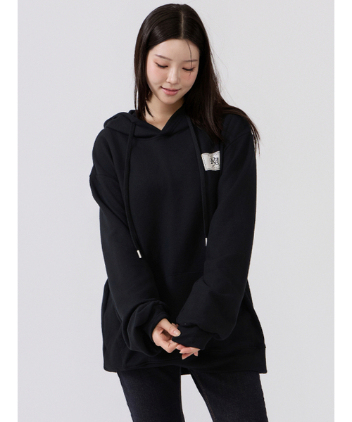 RAYLIST(レイリスト)の「Cozy double-sided fleece logo embroidered patch man-to-man (black)(パーカー・レディース・ブラック・FREE)」の8枚目の写真