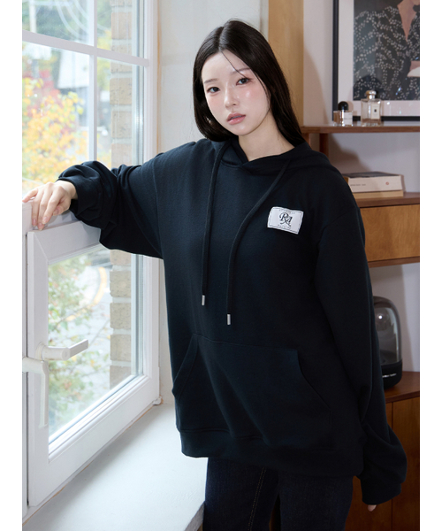 RAYLIST(レイリスト)の「Cozy double-sided fleece logo embroidered patch man-to-man (black)(パーカー・レディース・ブラック・FREE)」の9枚目の写真