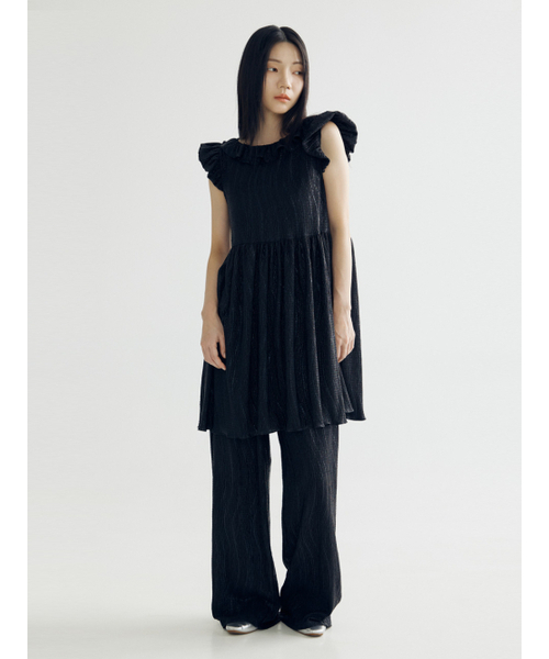 BOMNAL BOUTIQUE(ボムナルブティック)の「ウェーブパンツ _ ブラック(その他パンツ・レディース・その他・SMALL/MEDIUM)」の4枚目の写真