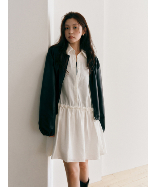 Yuje(ユジェ)の「HEMLINE DRESS (2color)(ワンピース・レディース・ブラック/アイボリー・FREE)」の4枚目の写真