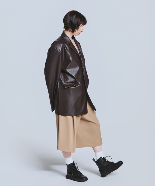 TEN PAST SEVEN（テン ファスト セブン）の「フェイクレザーシングルジャケット - ブラウン（ライダースジャケット・メンズ・その他・SMALL/LARGE）」の2枚目の写真