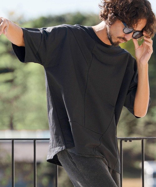 CAMBIO（カンビオ）の「mt10146- MINI URAKE  Random Patchwork Tee パッチワークTシャツ(S60826cmb)（Tシャツ/カットソー・メンズ・ブラック/ホワイト/チャコール・S/M/L）」の3枚目の写真