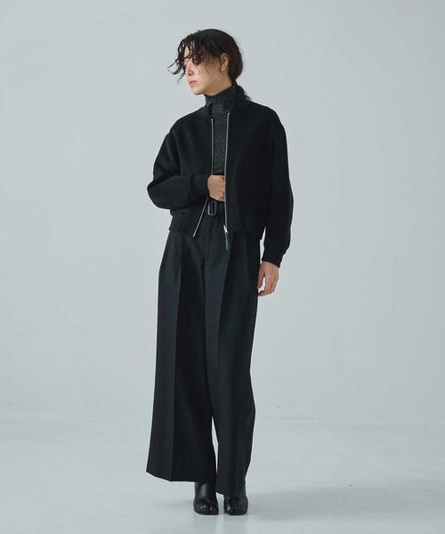 CASHMERE CASHMERE(カシミヤカシミヤ)の「【CASHMERE CASHMERE/カシミヤカシミヤ】CASHMERE/SILK/WOOL MA-1/カシミヤシルクウールMA-1/ブルゾン(ブルゾン・レディース・ダークネイビー/ブラック・40/44)」の6枚目の写真