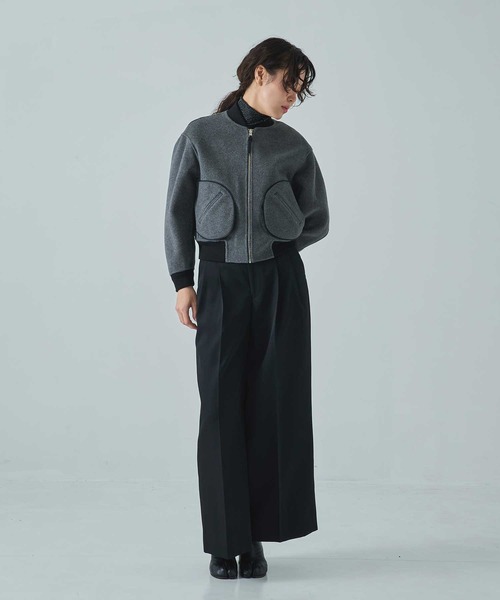 CASHMERE CASHMERE(カシミヤカシミヤ)の「【CASHMERE CASHMERE/カシミヤカシミヤ】CASHMERE/SILK/WOOL MA-1/カシミヤシルクウールMA-1/ブルゾン(ブルゾン・レディース・ダークネイビー/ブラック・40/44)」の12枚目の写真