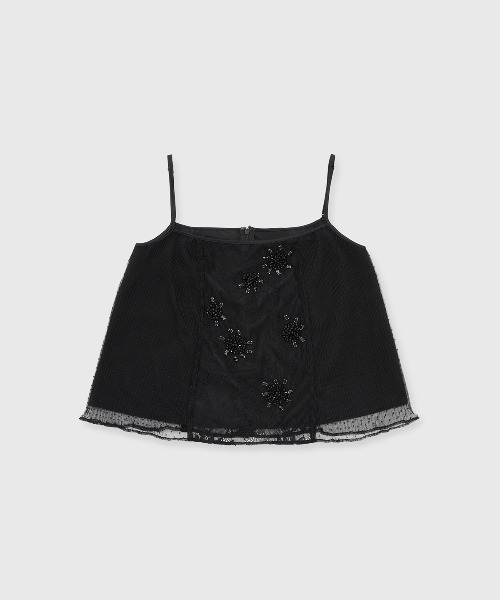 JOSE MOON（ジョゼムーン）の「PANEL CUT LACE CAMISOLE/パネルカットレースキャミソール（キャミソール・レディース・ブラック/ベージュ・FREE）」の2枚目の写真
