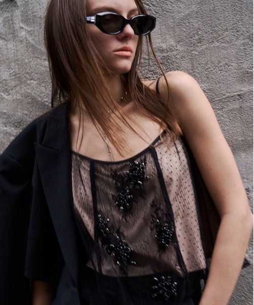 JOSE MOON（ジョゼムーン）の「PANEL CUT LACE CAMISOLE/パネルカットレースキャミソール（キャミソール・レディース・ブラック/ベージュ・FREE）」の18枚目の写真