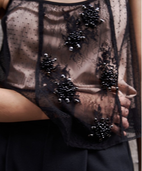 JOSE MOON（ジョゼムーン）の「PANEL CUT LACE CAMISOLE/パネルカットレースキャミソール（キャミソール・レディース・ブラック/ベージュ・FREE）」の19枚目の写真