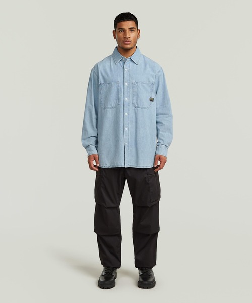 G-STAR（ジースター）の「Relaxed 2-Pocket Shirt/2ポケットリラックスオーバーサイズシャンブレー/デニムシャツ（シャツ/ブラウス・メンズ・ライトブルー・SMALL/X-SMALL/LARGE/MEDIUM）」の3枚目の写真