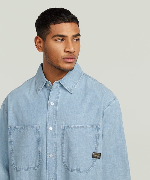 G-STAR（ジースター）の「Relaxed 2-Pocket Shirt/2ポケットリラックスオーバーサイズシャンブレー/デニムシャツ（シャツ/ブラウス・メンズ・ライトブルー・SMALL/X-SMALL/LARGE/MEDIUM）」の5枚目の写真