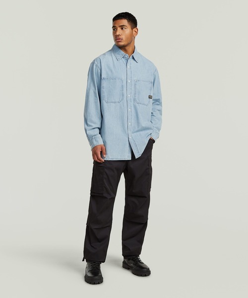 G-STAR（ジースター）の「Relaxed 2-Pocket Shirt/2ポケットリラックスオーバーサイズシャンブレー/デニムシャツ（シャツ/ブラウス・メンズ・ライトブルー・SMALL/X-SMALL/LARGE/MEDIUM）」の4枚目の写真