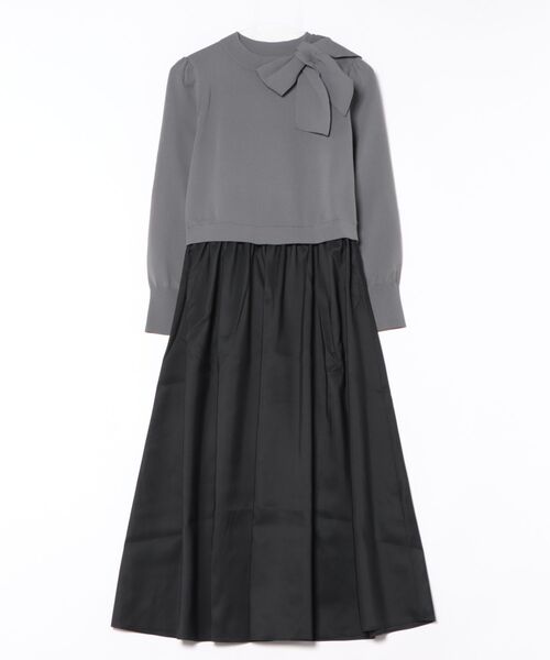 STRAWBERRY-FIELDS（ストロベリーフィールズ）の「エレナポリー_リボンネックドッキングワンピース（ワンピース・レディース・ネイビー/ブラック/グレー・2）」の12枚目の写真