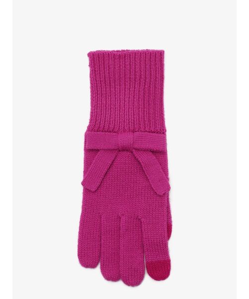 kate spade new york(ケイトスペード ニューヨーク)の「ソリッド ボウ グローブ(手袋・レディース・ピンク・ONE)」の2枚目の写真