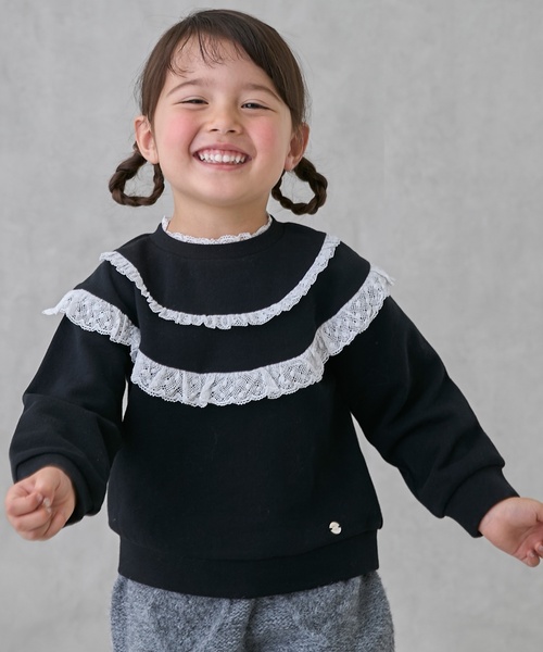 petit main（プティマイン）の「【リンク】ヨークレーストレーナー（スウェット・キッズ・トップグレー/ライトピンク/ブラック・110cm/120cm/100cm/80ｃｍ/90cm/130cm）」の4枚目の写真