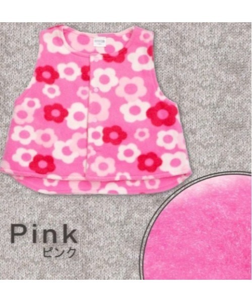 nino（ニノ）の「花柄フリースベスト（ベスト・キッズ・イエロー/ピンク・80ｃｍ/90cm）」の8枚目の写真