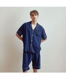 LUNALUZ STUDIO（ルナルス）の「Men's Harmony Sandwashing Short Sleeve Collar Two-Piece Pajamas（ルームウェア/パジャマ）」