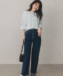 ウォームセミワイドストレートデニム 【低身長・小柄女性】